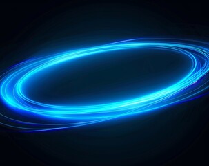 Blue glowing light effect in the shape of an oval on black background