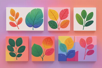 Obraz premium Abstract Plant Art with Soft Rainbow-Colored Leaves.