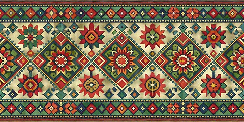 Ornamental Mosaic Pattern in Vibrant Colors, mosaic , pattern , colorful , art