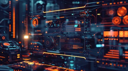 Obraz premium Futuristic Interface with Orange and Blue