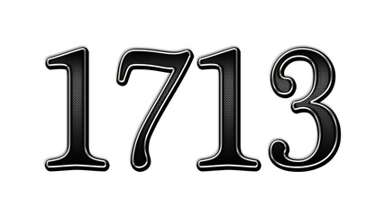 black metal 3d design of number 1713 on white background.