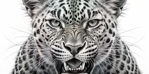 Fototapeta premium The Wild Heart of a Leopard A Black and White Portrait of Power and Grace, Leopard , Wildlife , Big Cats , Portrait