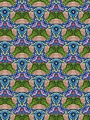 Peacock Green blue Flower mandala ornament banner Textured background. Ornate illustration.