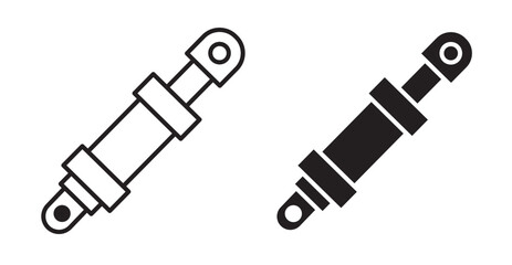 Hydraulic cylinder thin line icon set