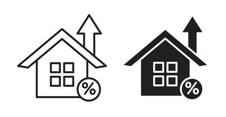 Mortgage rate thin line icon set