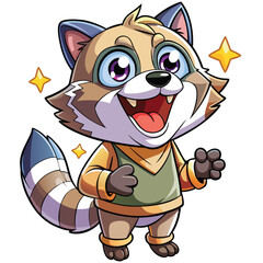 Funny kawaii raccoon telling jokes