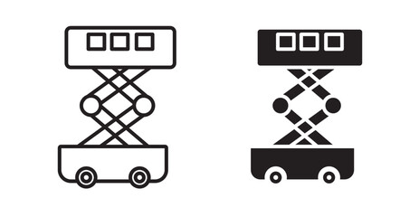 Scissor Lift thin line icon set