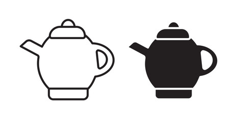 teapot thin line icon set