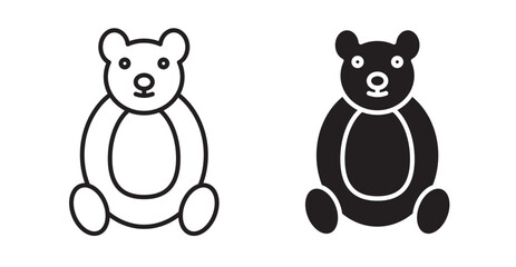 Teddy bear thin line icon set