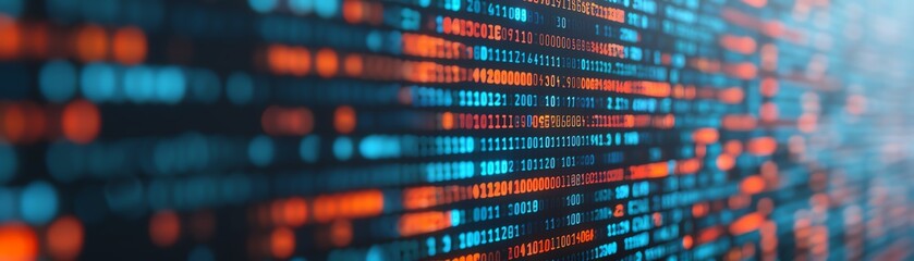 Obraz premium Abstract blurred background with blue and orange glowing lines. Digital, technology, futuristic concept.