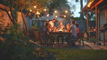 Friends enjoy backyard barbecue party on Labor Day