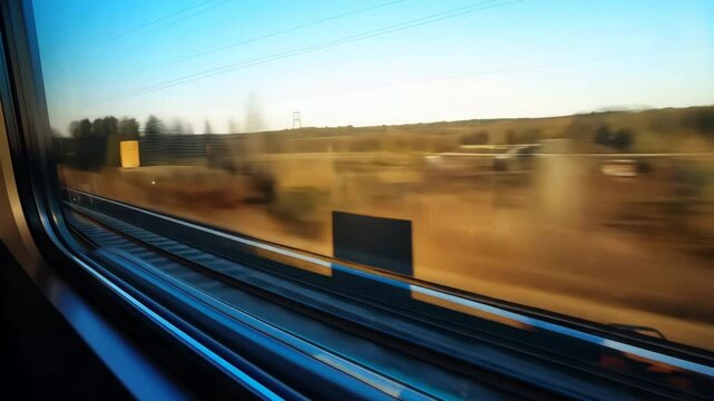 View from the window of an oncoming train. View from the train window.
