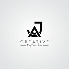 Unique Modern Artistic JA AJ Letter Logo. Initial Based Letter Icon Logo.