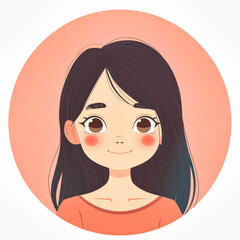 A Digital Portrait of a Smiling Young Woman With Long Black Hair