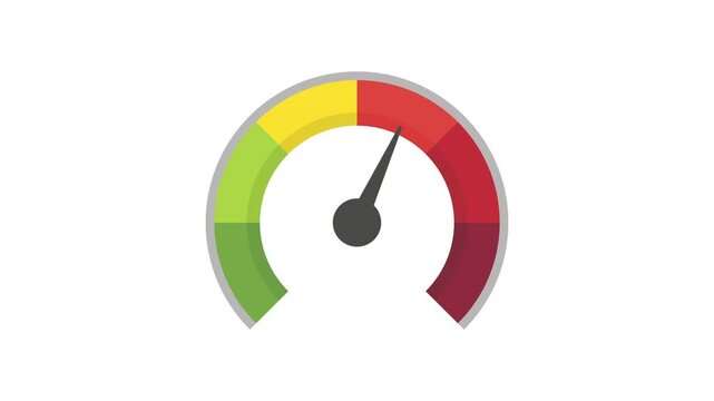 Risk meter. Risk concept on speedometer, vector illustration. Scale low, medium or high risk on speedometer. Set of gauges from low to high. Minimum to Maximum. Min Max. Customer satisfaction meter.