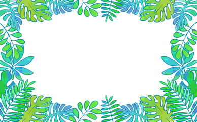 熱帯植物の手描きイラストフレーム