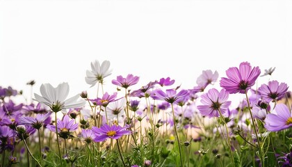 Fototapeta premium flower field border isolated on white background
