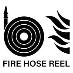 Fire Hose Reel Sign Symbol. Vector Illustration Isolated on White Background.