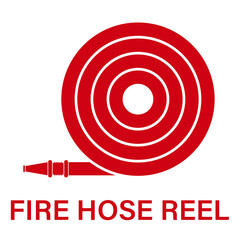 Fire Hose Reel Sign Symbol. Vector Illustration Isolated on White Background.