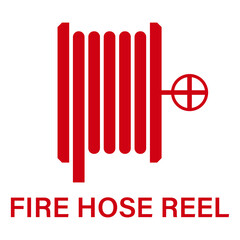 Fire Hose Reel Sign Symbol. Vector Illustration Isolated on White Background.