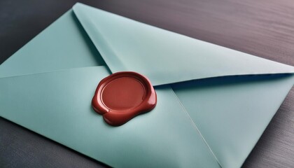 Pastel colored paper envelope with a beautiful retro wax seal