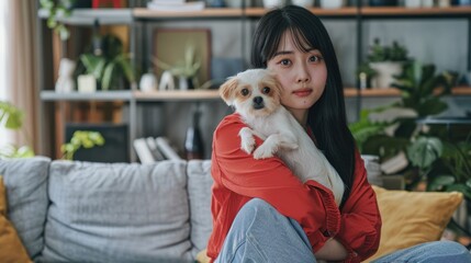 Obraz premium The Woman with Her Dog