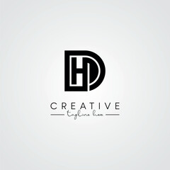 Modern Unique Artistic DH HD Letter Logo. Initial Based Letter Icon Logo.