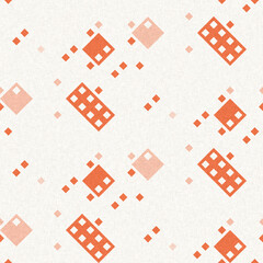 Simple glitch geometric seamless abstract pattern with playful woven peach color. Bright whimsical gender neutral bold irregular shape textile Cotton effect background. 