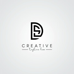 Modern Unique Artistic DS SD Letter Logo. Initial Based Letter Icon Logo.