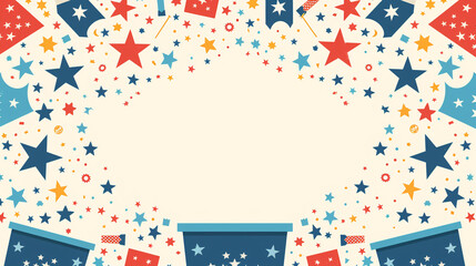 Obraz premium Minimalist Flat Design Election Icons with Voting Booths, Ballots, and Political Symbols for Text Space