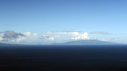 Viewpoint in S&atilde;o Jorge Island, where you can see the Pico Island top of the mountain. Azores, Portugal.