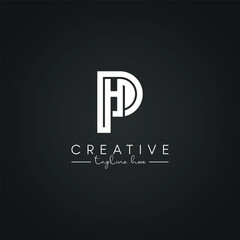 Modern Artistic PH HP Letter Logo. Initial Based Letter Icon Logo.