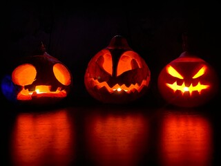 Spooky Halloween JackoLanterns create a chilling atmosphere perfect for the autumn season