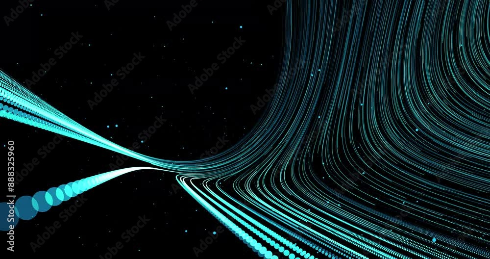 Wall mural abstract flows of information. a trail of flying particle tracks. abstract animation.