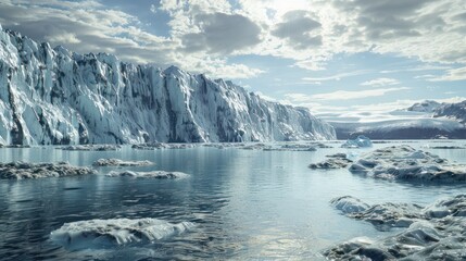 Fototapeta premium a glacier melting and retreating, symbolizing the effects of climate change.