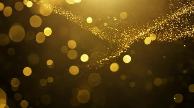 Golden light shines through dust motes in a dark background.