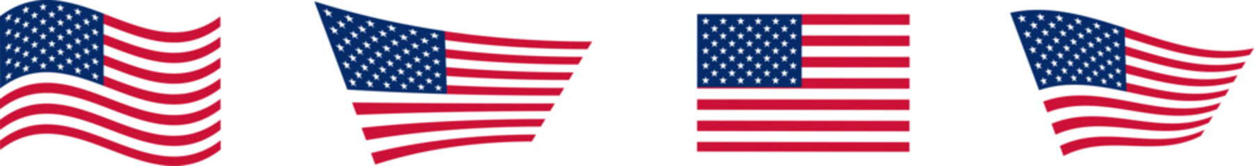 Obraz premium USA flag icons vector set. United States of America flat badges.Flag of usa vector flat symbol collection.USA flag labels set.Set of American flag icons .