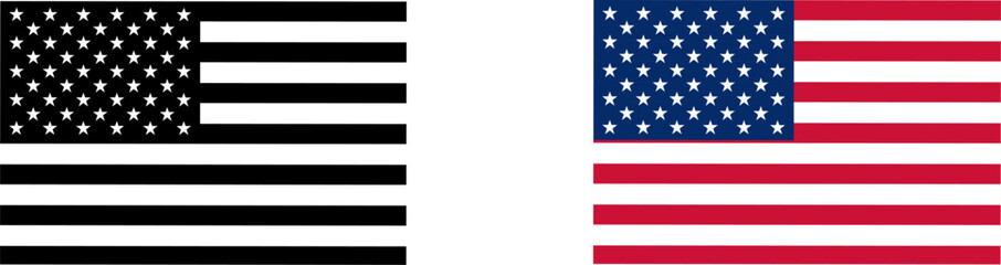 Fototapeta premium USA flag icons vector set. United States of America flat badges.Flag of usa vector flat symbol collection.USA flag labels set.Set of American flag icons .