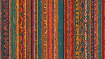 Ethnic Ikat tropical seamless pattern. Motif ethnic handmade beautiful Ikat art.Ikat ethnic tribal, boho colors seamless wallpaper. Abstract traditional folk antique graphic fabric line. Generative AI