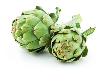 Obraz premium Green artichoke on white background