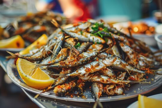 Grilled gavros at Greek eatery