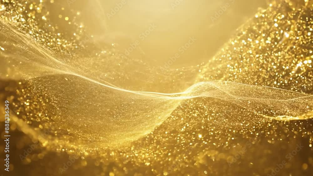 Poster A golden wave with glittering particles, creating a smooth, abstract texture.