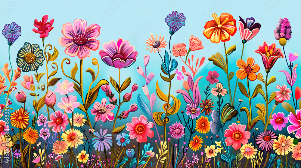 Wall mural flowers background