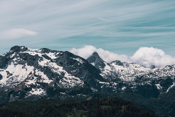 Panoramic view of the mountains in Berchtesgadener Land in Bavaria, Germany.