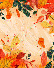 Autumn doodles color background