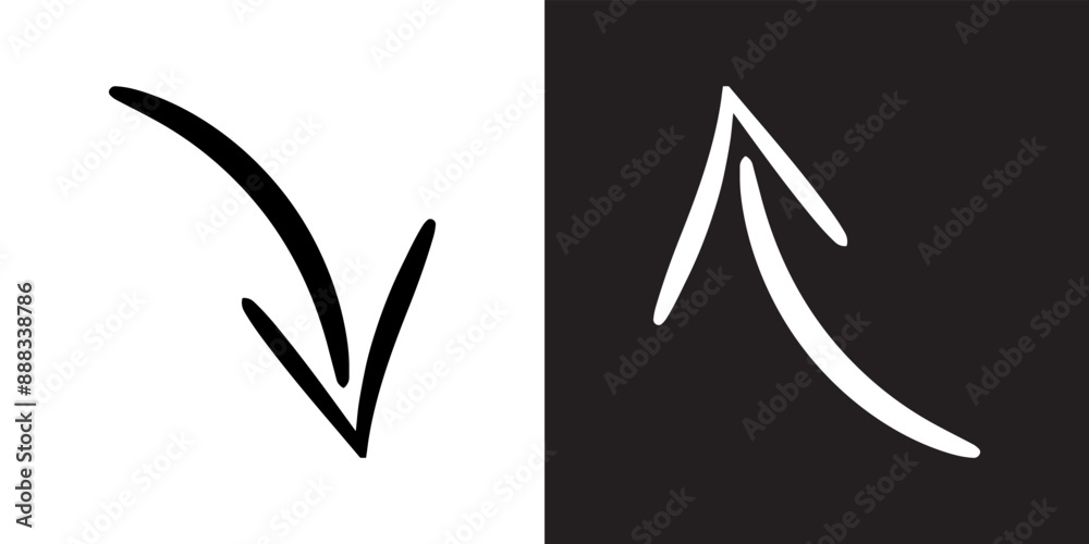 Poster curved arrow icon vector. arrow pointer icon sign symbol in trendy flat style. arrow down up vector 