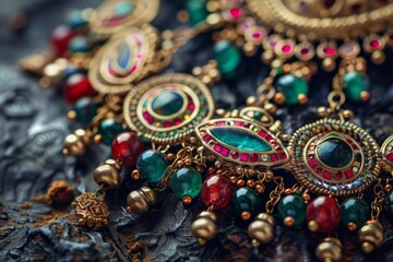 Indian jewelry with a studio backdrop