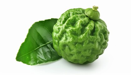 Fototapeta premium Isolated bergamot leaf on white background