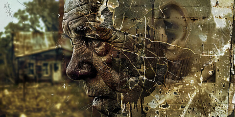 The Forgotten Heroes of a Fallen Era: A statue of a former hero, now covered in grime and obscured by time.