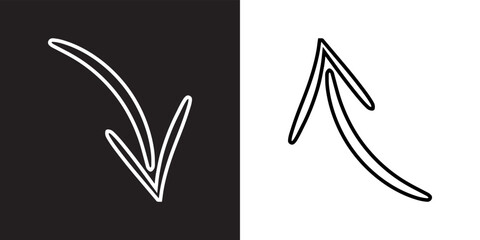 Fototapeta premium Curved arrow icon vector. Arrow pointer icon sign symbol in trendy flat style. Arrow down up vector icon illustration isolated on black and white background